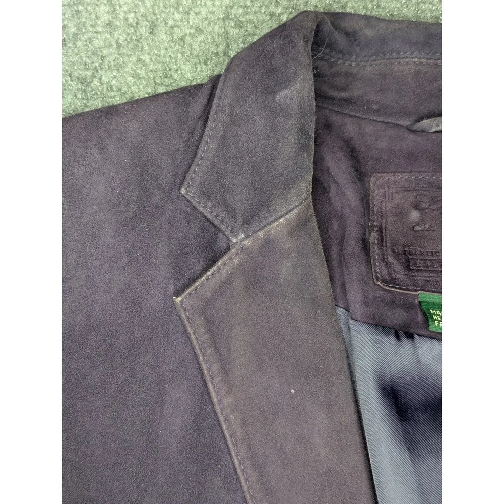 Lauren Ralph Lauren Womens LARGE Vintage Suede Leather Jacket 2‎ Button Purple